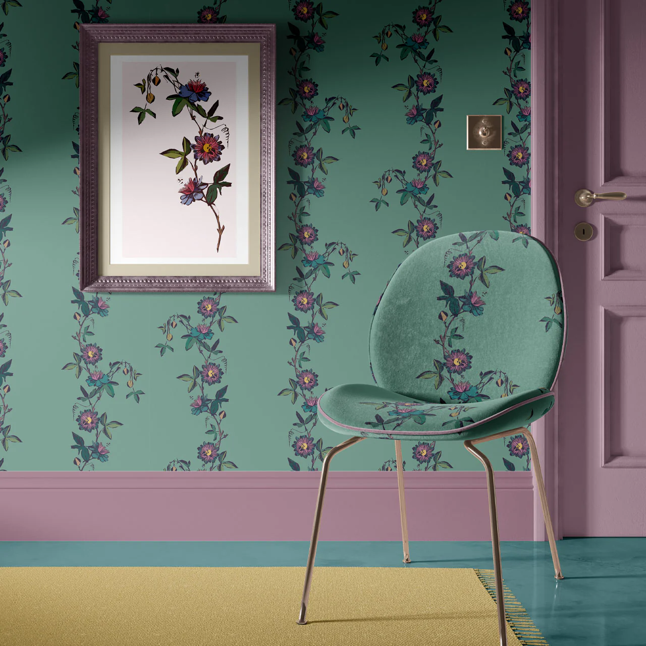 Passion Flower Leaf Wallpaper Sample - Image 3