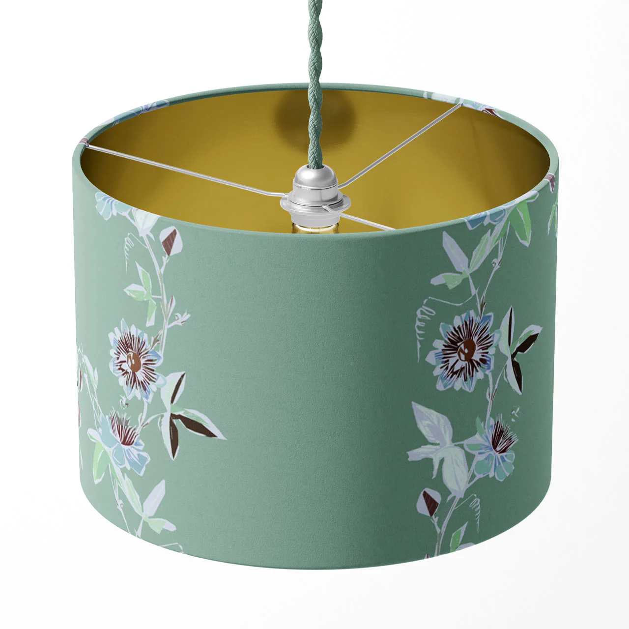 Passion Flower Pistachio Drum Lampshade