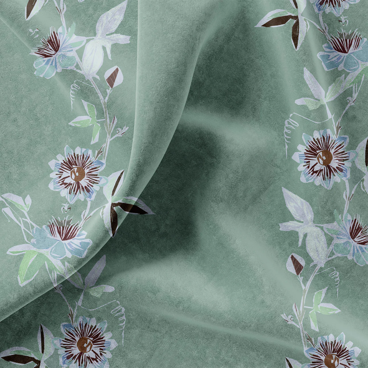 Passion Flower Pistachio Velvet Sample - Image 2