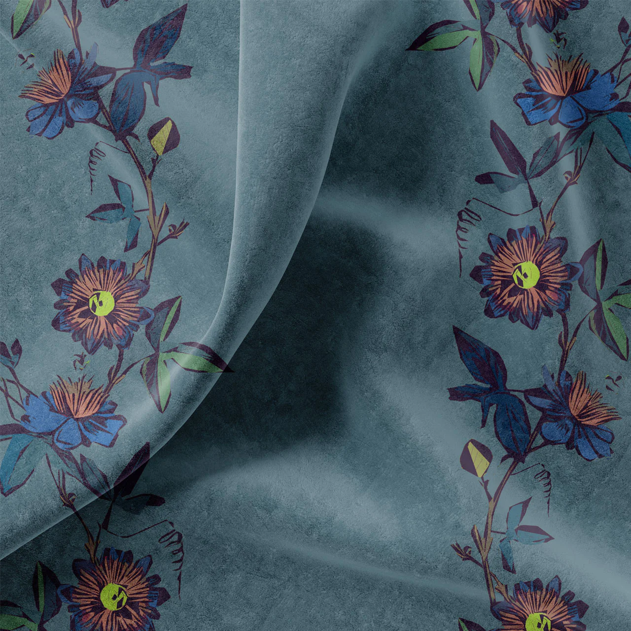 Passion Flower Steel Velvet Sample - Image 2