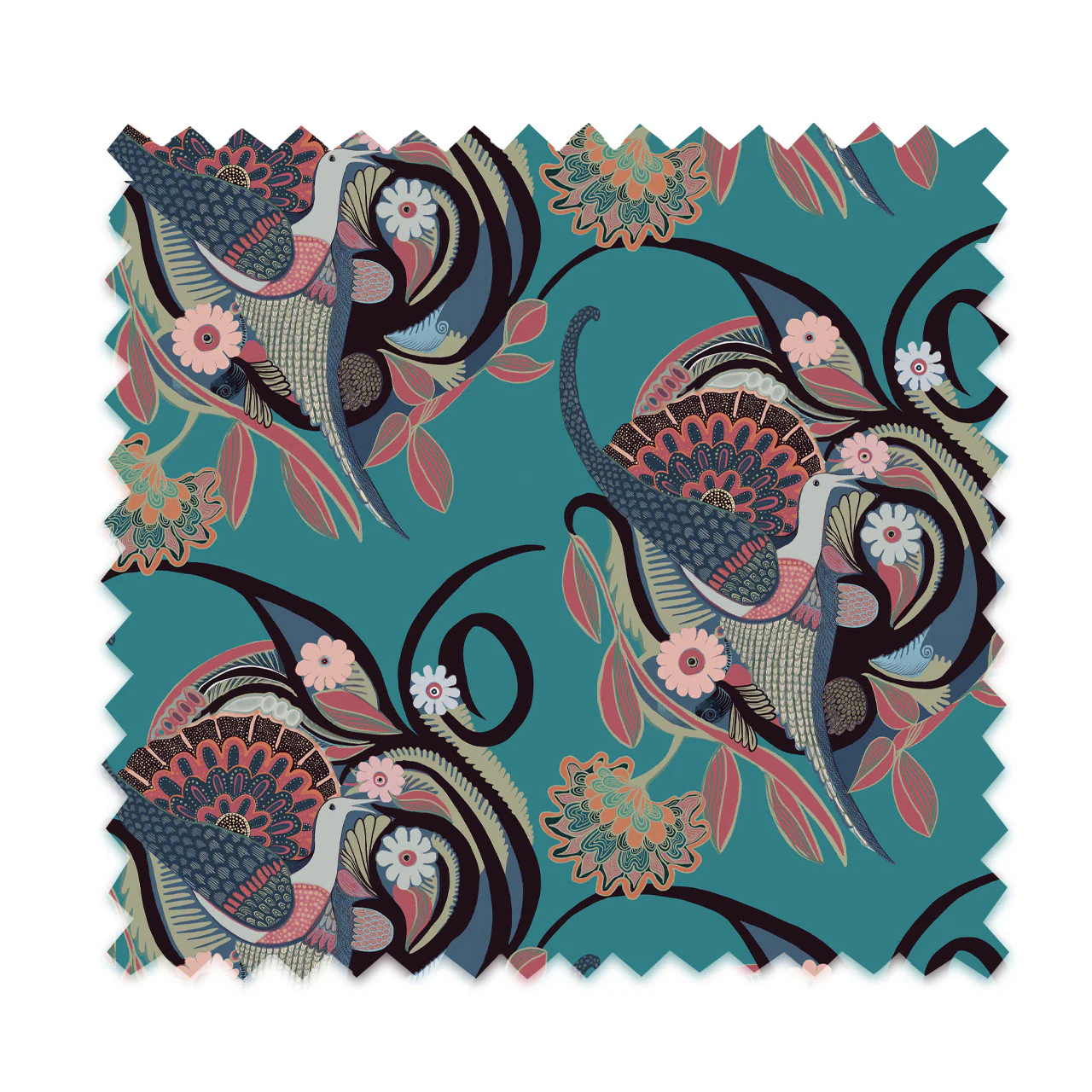 Phoenix Turquoise Velvet Fabric Sample