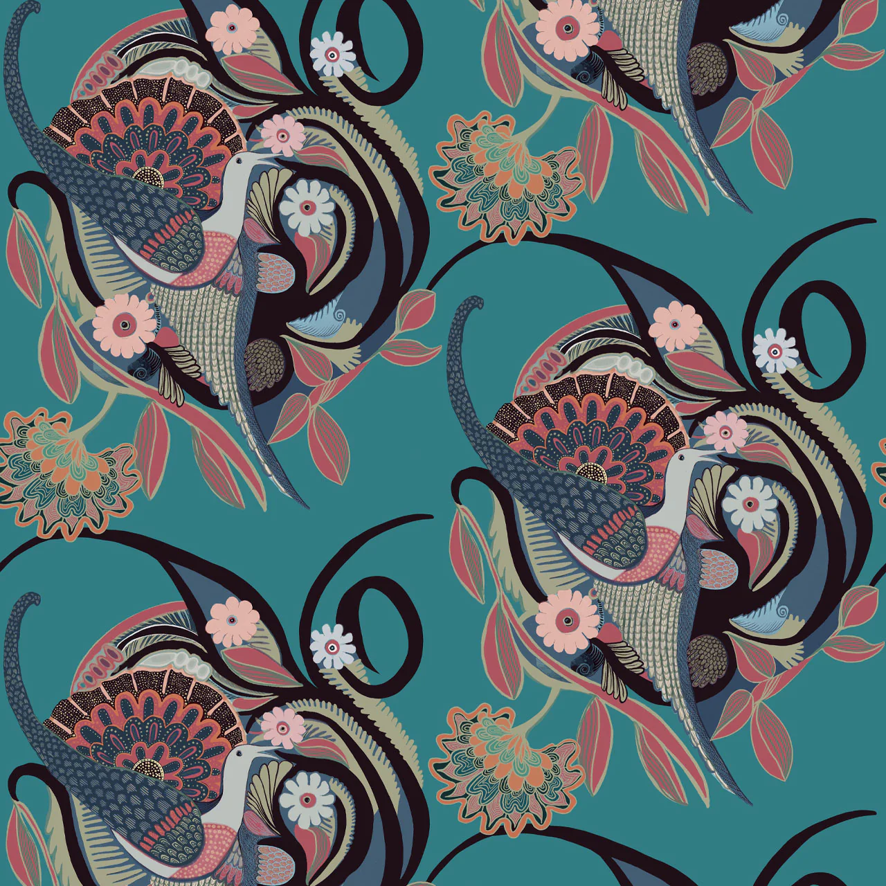 Phoenix Turquoise Drum Lampshade - Image 5
