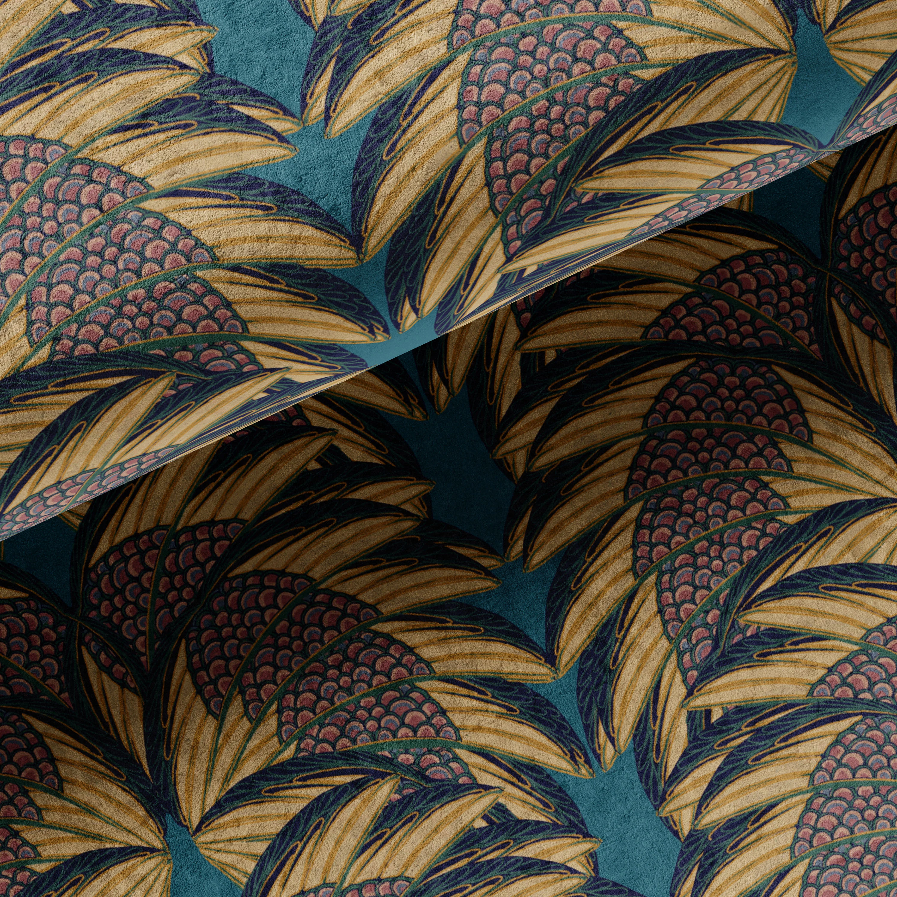 Plume Indigo Velvet Fabric Sample - Image 2