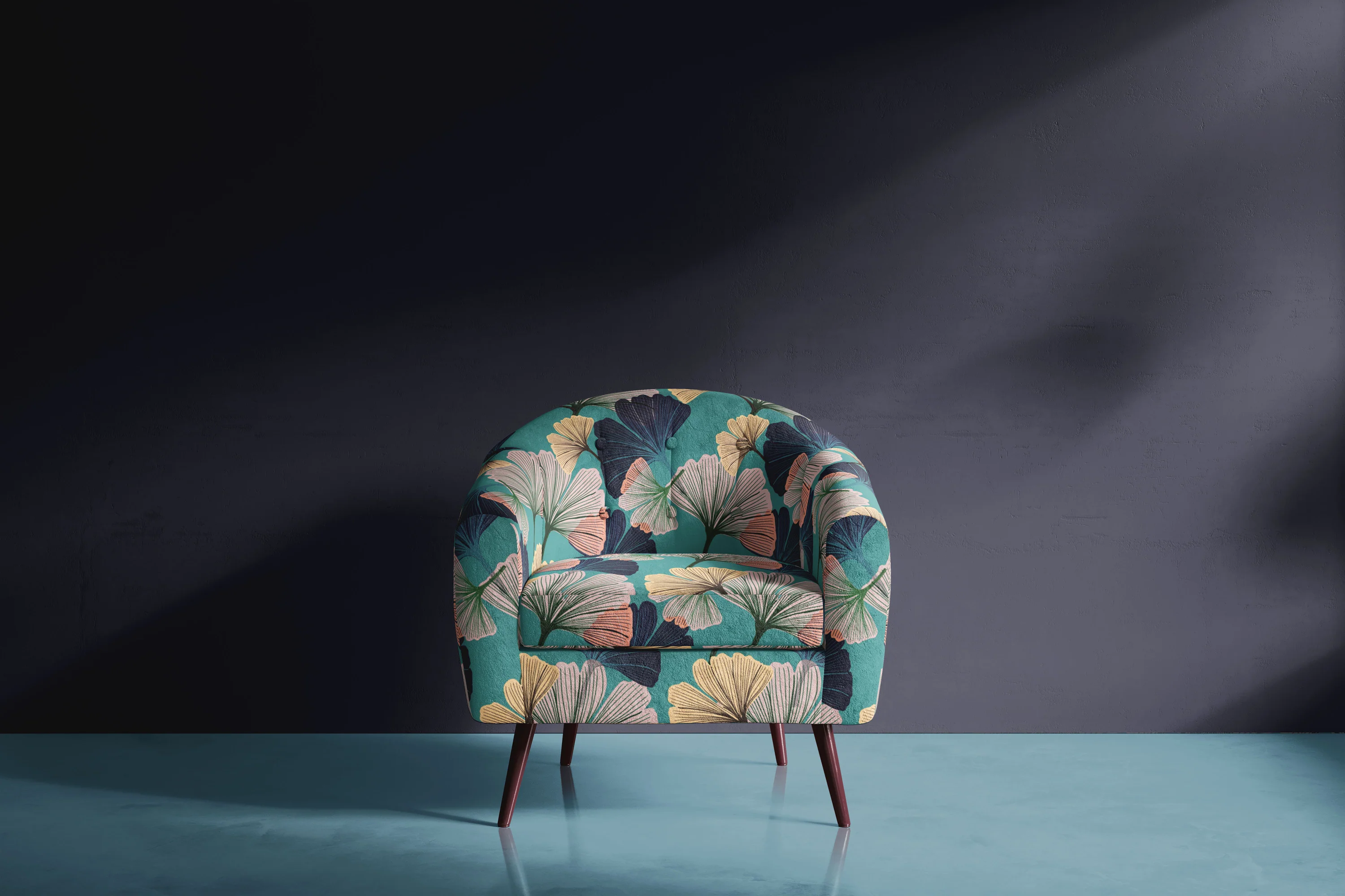 Ginkgo Blue Velvet Fabric Sample - Image 3