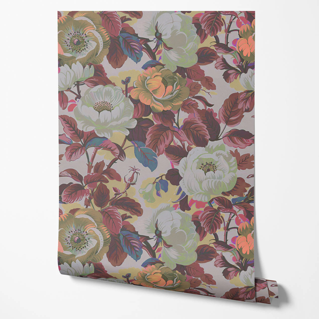 Rococo Roses Claret Wallpaper Sample - Image 2