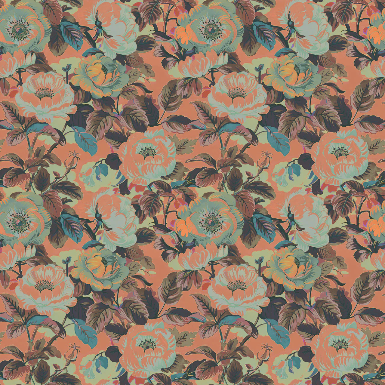 Rococo Roses Coral Wallpaper - Image 7