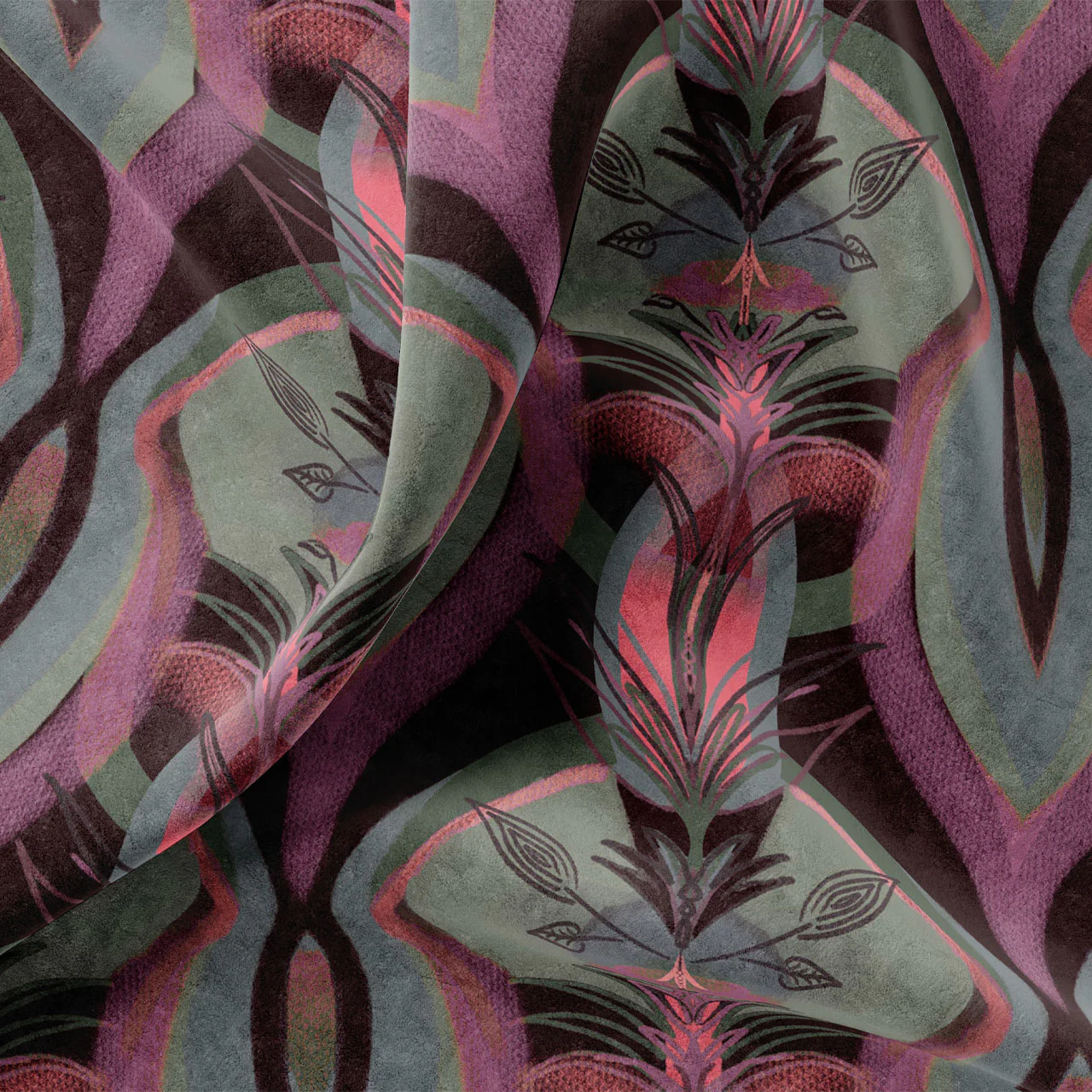 Soltar Raspberry Velvet Fabric Sample - Image 3