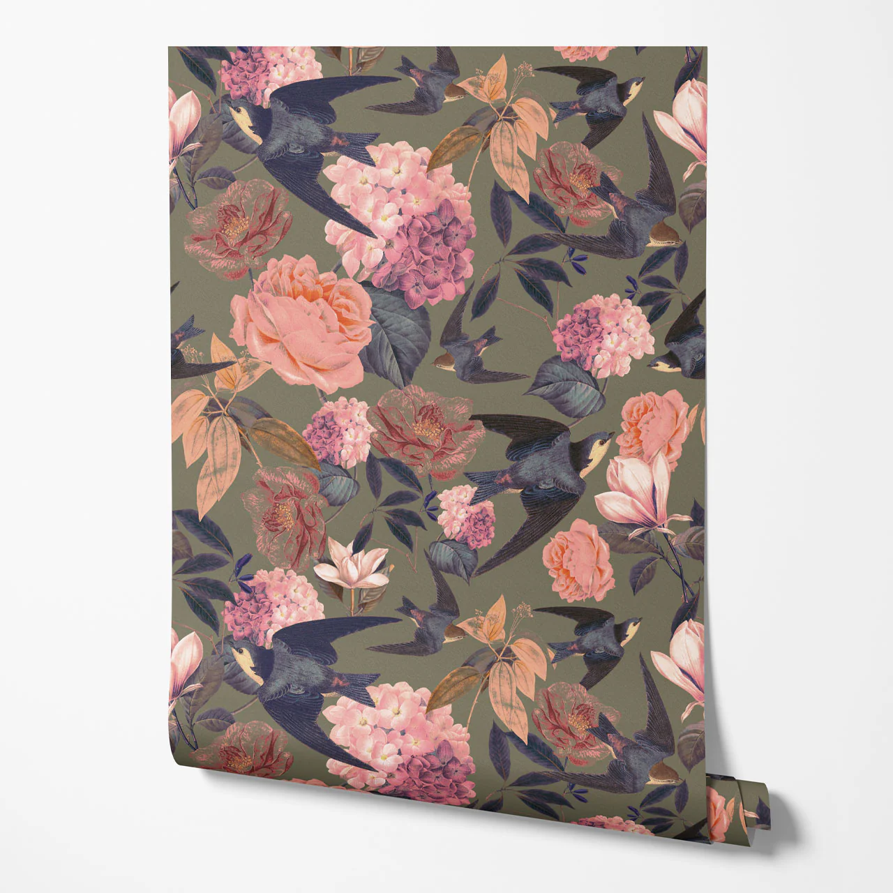 Swallows and Blooms Autumn Wallpaper Sample - Image 2